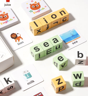 English Word Spelling Learning Montessori Wooden Toys for Preschool Kids