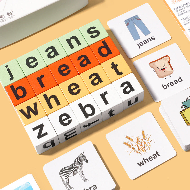 English Word Spelling Learning Montessori Wooden Toys for Preschool Kids