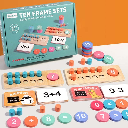 Wooden ten frame set - Math Manipulatives Addition and Subtraction