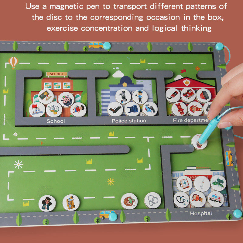 Magnetic Sorting & patterns Matching Board โ Wooden Educational Toy