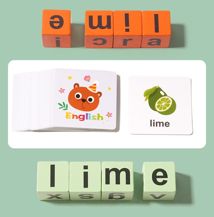 English Word Spelling Learning Montessori Wooden Toys for Preschool Kids