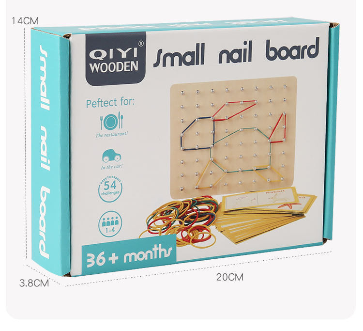 Small Wooden Geometric Elastic and Nail Board-educational toy
