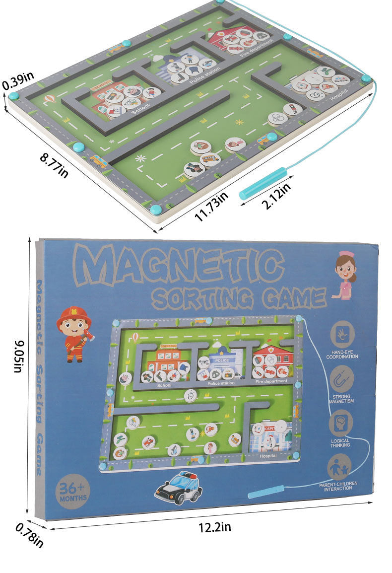 Magnetic Sorting & patterns Matching Board โ Wooden Educational Toy