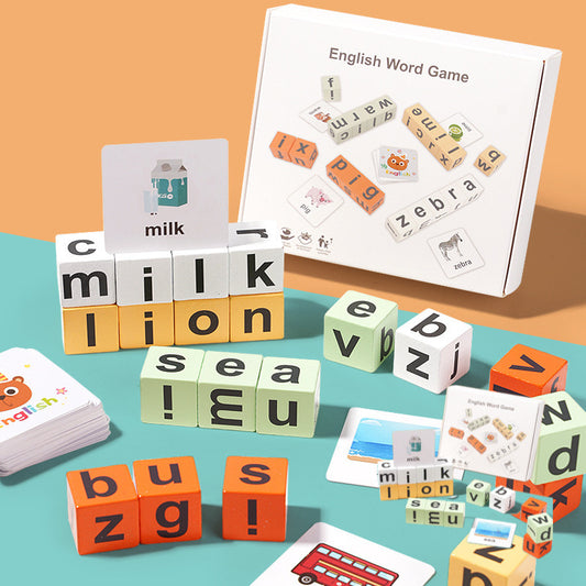 English Word Spelling Learning Montessori Wooden Toys for Preschool Kids