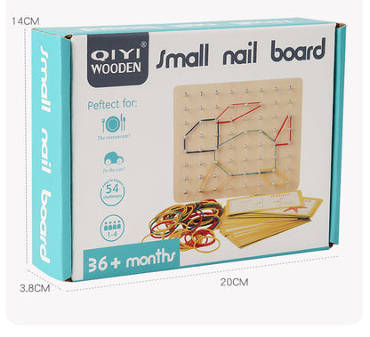 Small Wooden Geometric Elastic and Nail Board-educational toy