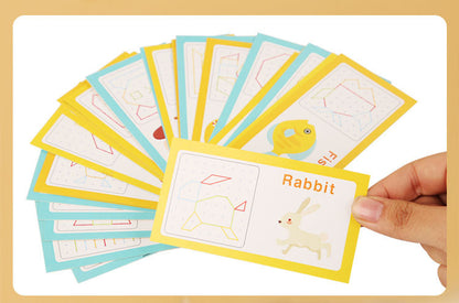 Small Wooden Geometric Elastic and Nail Board-educational toy