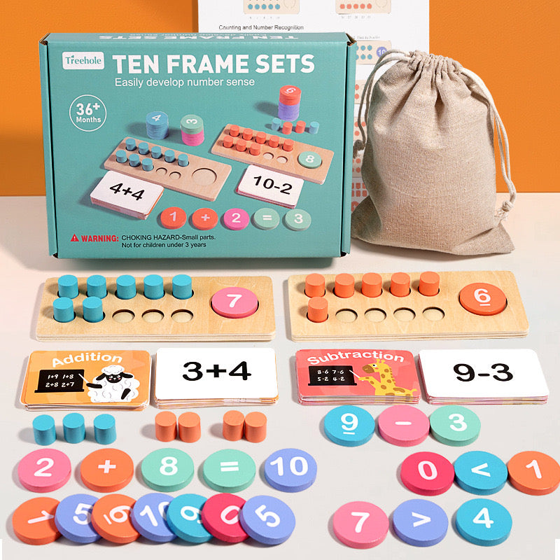 Wooden ten frame set - Math Manipulatives Addition and Subtraction