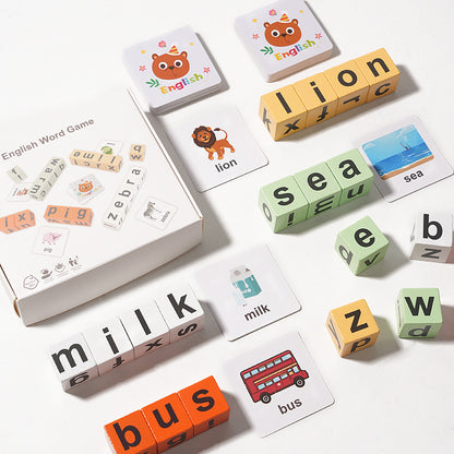 English Word Spelling Learning Montessori Wooden Toys for Preschool Kids