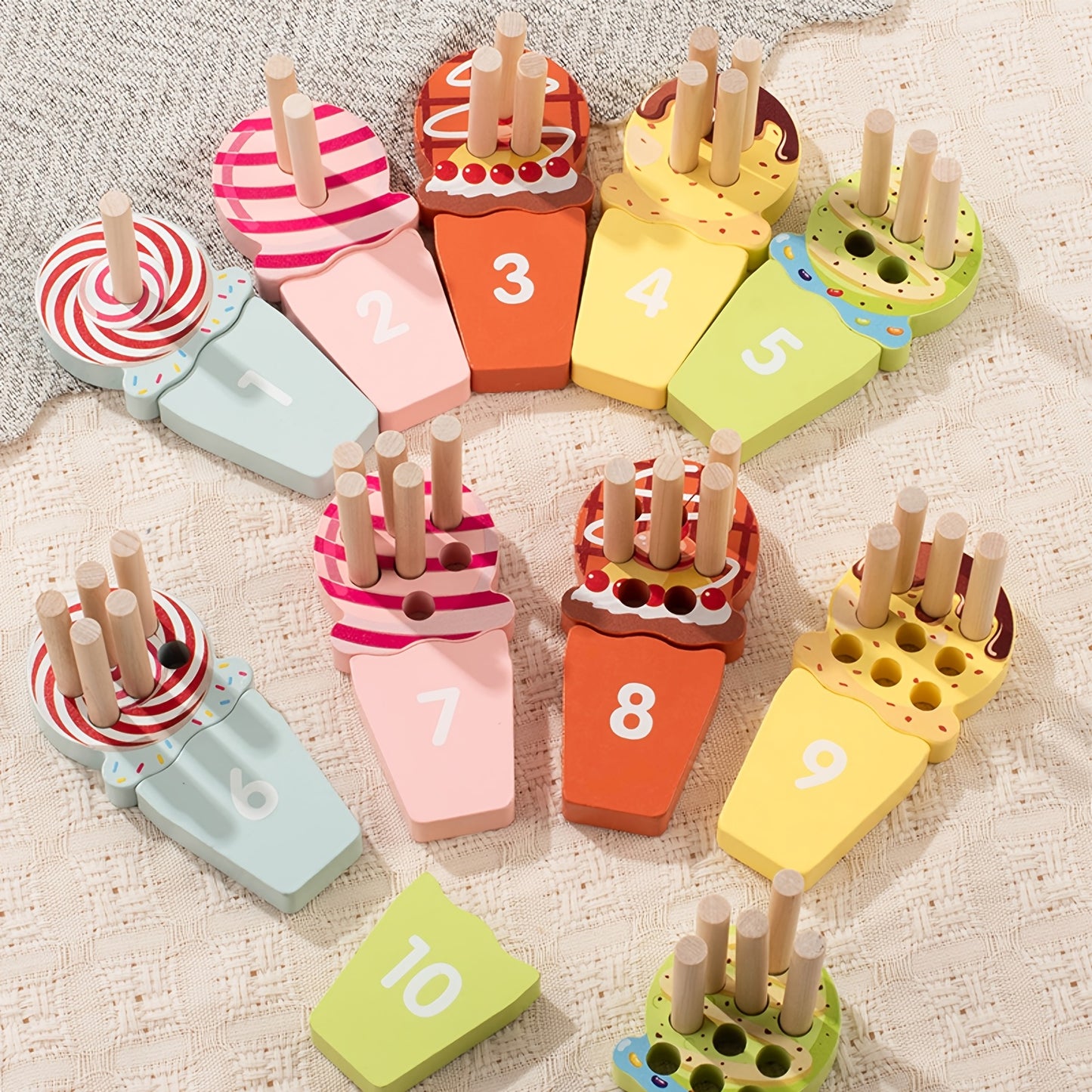 Wooden Ice cream Numbers Stick