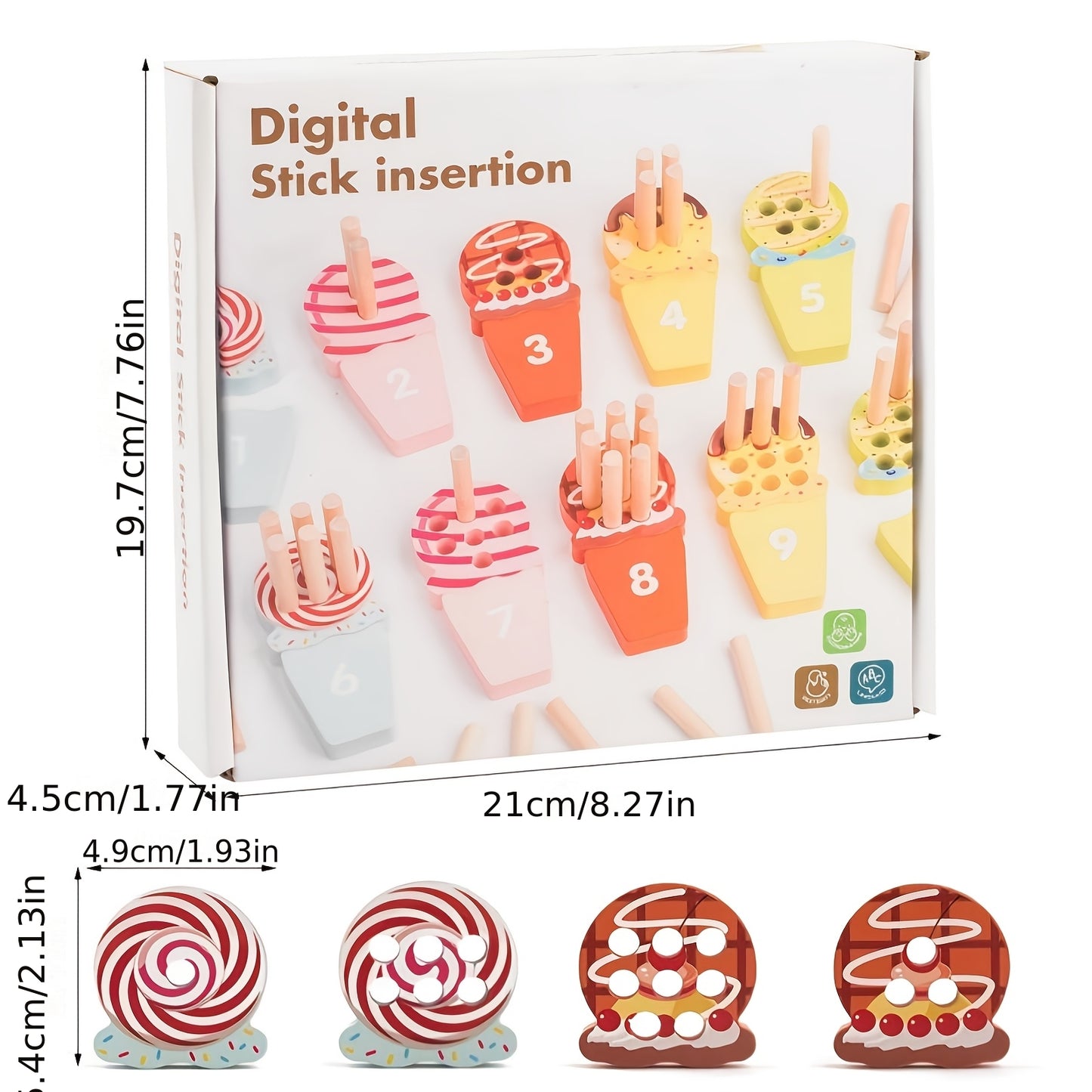 Wooden Ice cream Numbers Stick