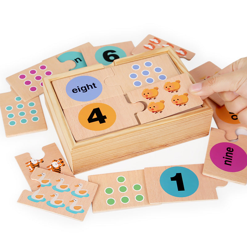 Wooden Box Number Matching Puzzle
