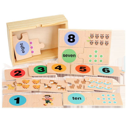 Wooden Box Number Matching Puzzle