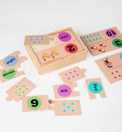 Wooden Box Number Matching Puzzle